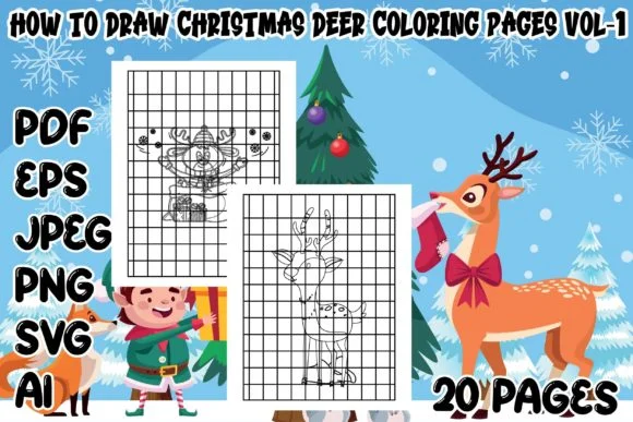 HOW to DRAW CHRISTMAS DEER PAGES VOL-1