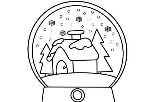 Snow Globe Christmas Coloring Pages
