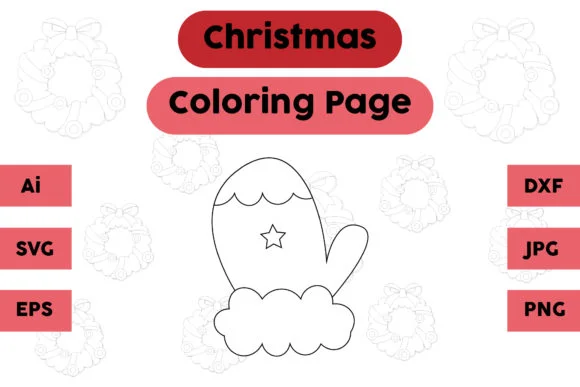Christmas Coloring Page - Gloves 04