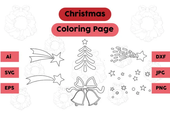 Christmas Coloring Page Star Tree Set 02