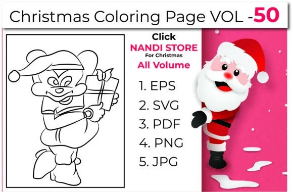Christmas Kids Coloring Book Pages Vol50