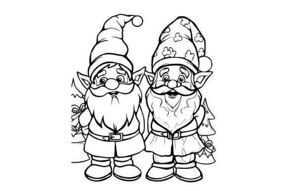 Christmas Gnome Coloring Page