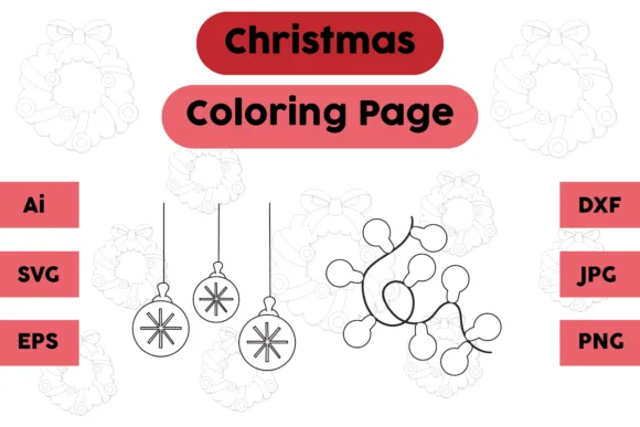 Christmas Coloring Page Lamp Set