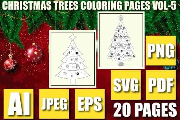 CHRISTMAS TREES COLORING PAGES VOL-5