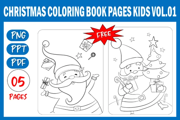 Christmas Coloring Pages for Kids Vol.01