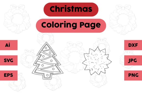 Christmas Coloring Page Decoration Set 4