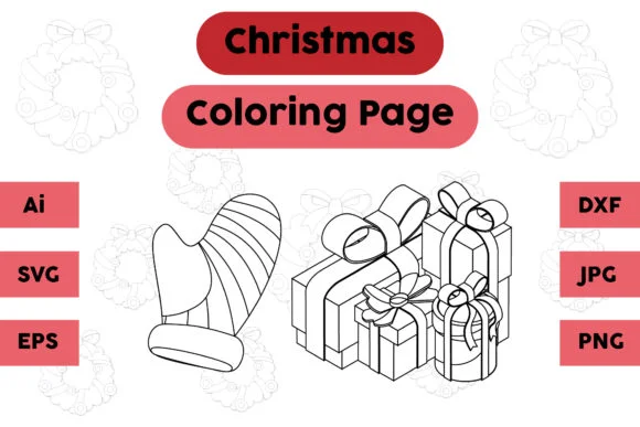 Christmas Coloring Page Gloves Gift Set