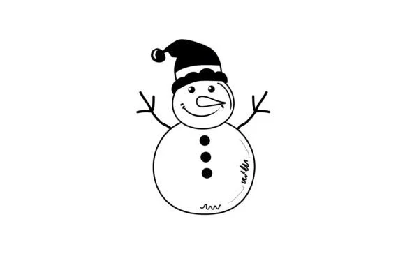 Christmas Snowman Kids Coloring Page