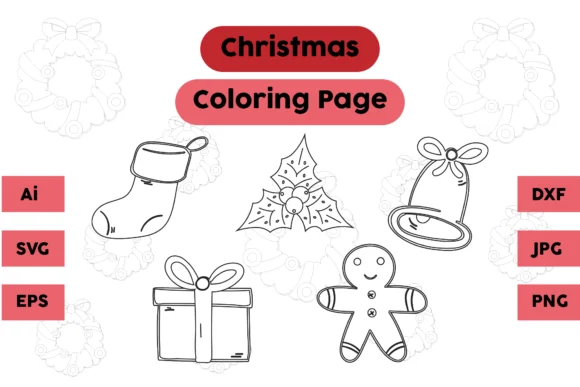 Christmas Coloring Page Plum Bell Set