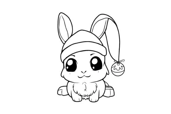 Cute Christmas Animal Kids Coloring Page