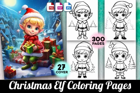 Christmas Elf Coloring Pages for Kids