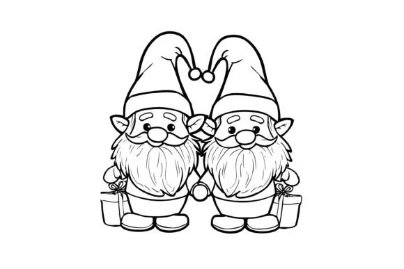 Christmas Gnome Coloring Page