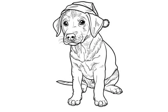 Cute Christmas Dog Coloring Page for Kid