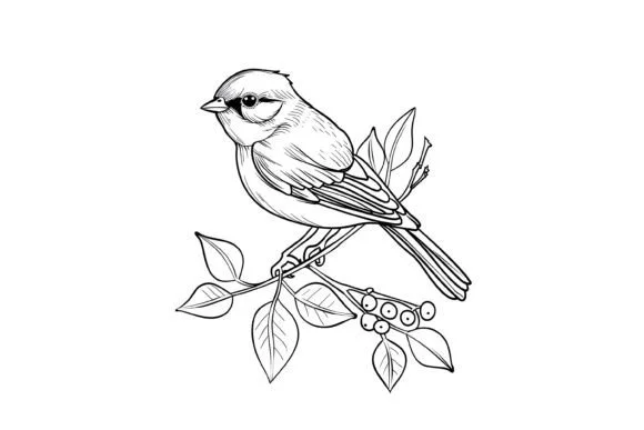 Cute Christmas Bird Coloring Page