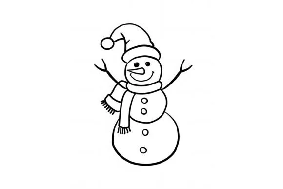 Christmas Snowman Kids Coloring Page