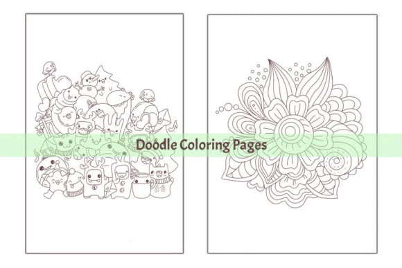 Christmas & Flower Doodle Coloring Pages