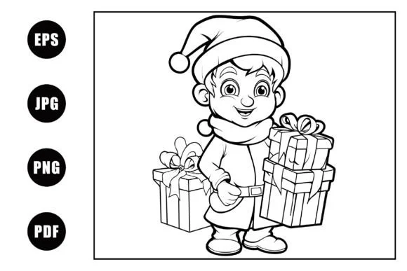 Coloring Page with Christmas Gifts