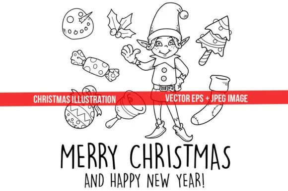 Christmas Elf Coloring 3