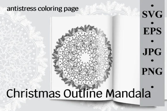 Christmas Mandala, Antistress Coloring