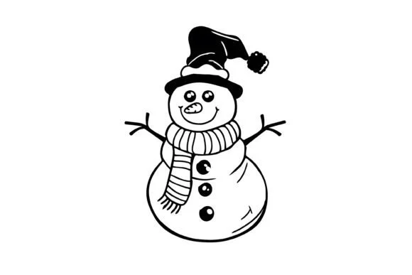 Christmas Snowman Kids Coloring Page