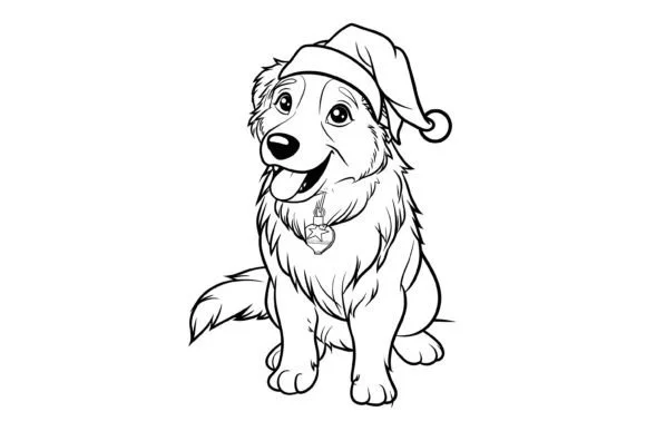 Cute Christmas Dog Coloring Page for Kid
