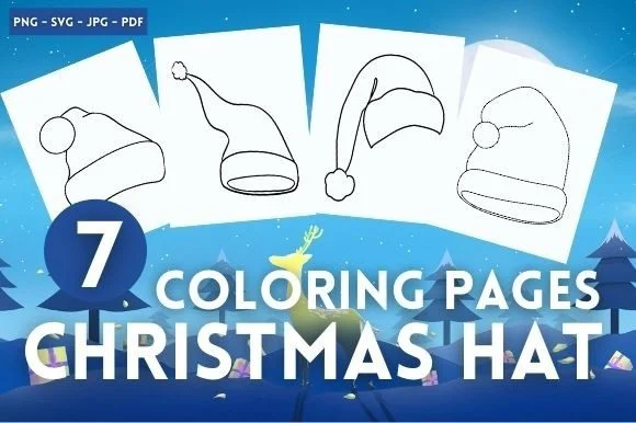 7 Christmas Hat Coloring Pages