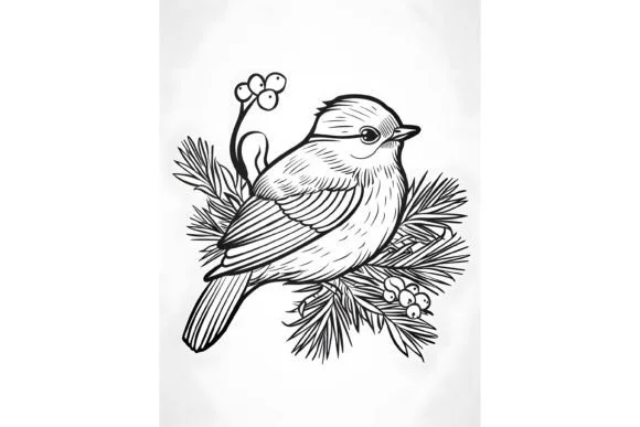 Cute Christmas Bird Coloring Page