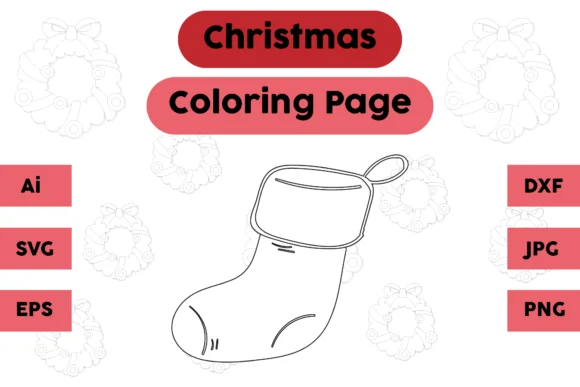 Christmas Coloring Page - Socks 13