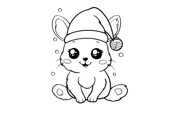 Cute Christmas Animal Kids Coloring Page
