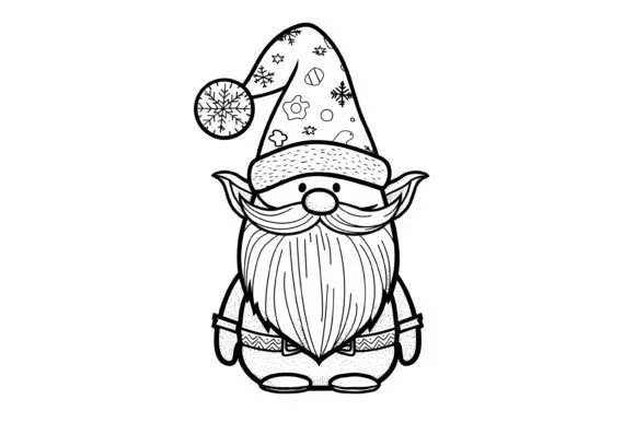 Christmas Gnome Coloring Page