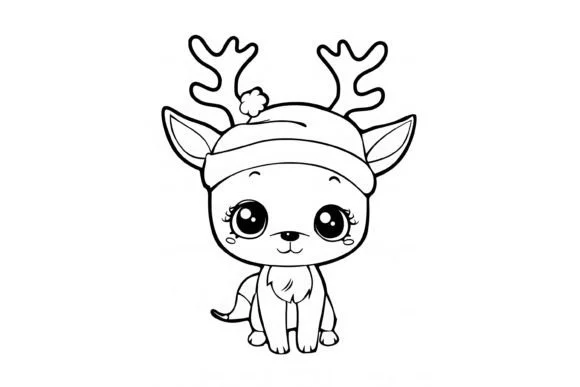 Cute Christmas Animal Kids Coloring Page
