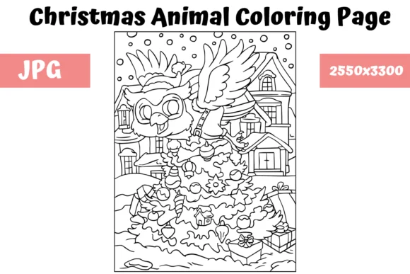Christmas Animal Coloring Page 1