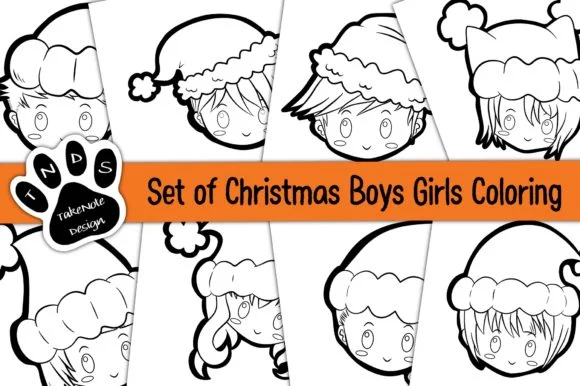 Set of Christmas Boys & Girls Coloring