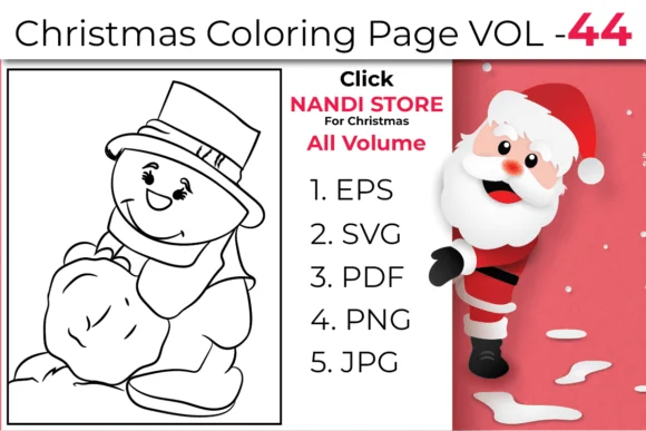 Christmas Kids Coloring Book Pages Vol44