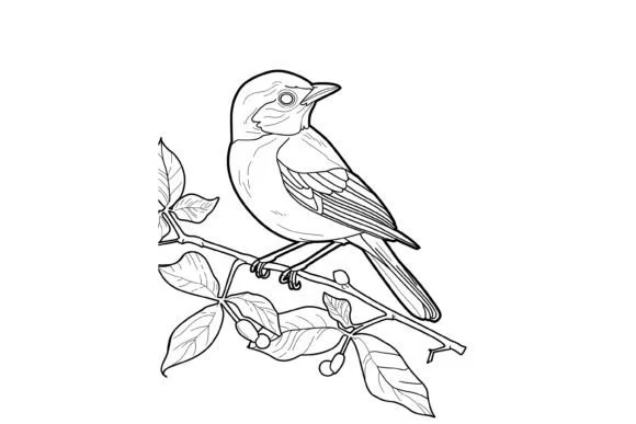 Cute Christmas Bird Coloring Page