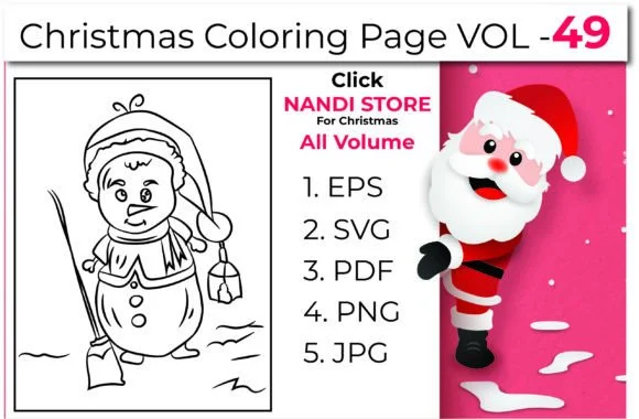 Christmas Kids Coloring Book Pages Vol49