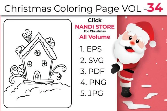 Christmas Kids Coloring Book Pages Vol34