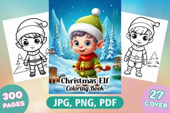 Christmas Elf Coloring Pages for Kids