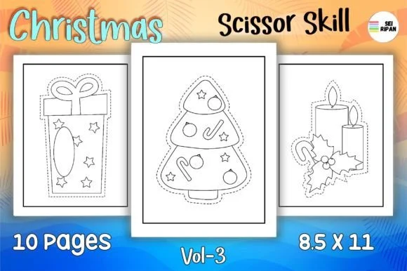 Christmas Scissor Skills Coloring Pag 03