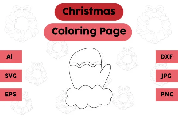 Christmas Coloring Page - Gloves 02