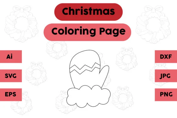 Christmas Coloring Page - Gloves 01