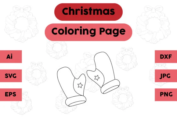 Christmas Coloring Page - Gloves 06