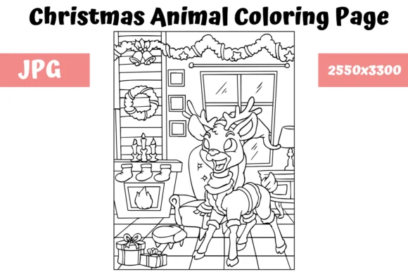 Christmas Animal Coloring Page 8