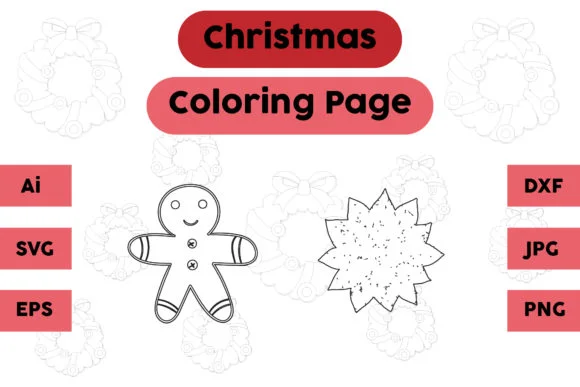 Christmas Coloring Page Ginger Decor Set