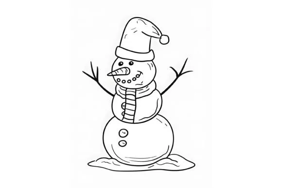 Christmas Snowman Kids Coloring Page