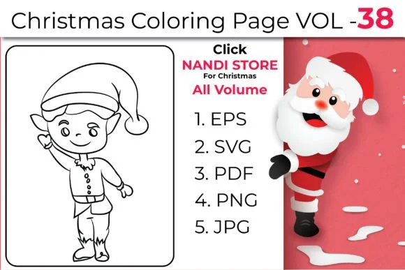 Christmas Kids Coloring Book Pages Vol38