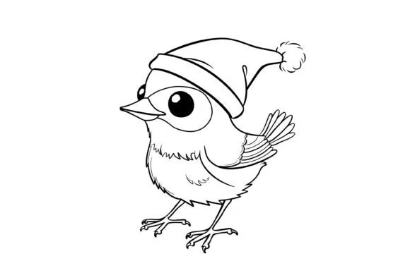 Cute Christmas Bird Coloring Page