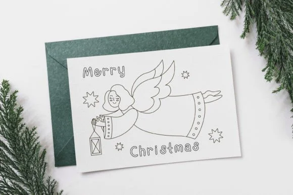 Christmas Angel Coloring Page for Kids.