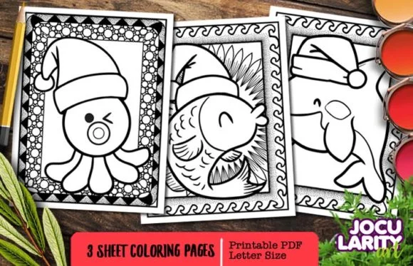 Cute Underwater Creatures in Christmas