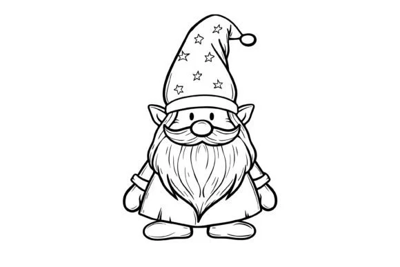 Christmas Gnome Coloring Page